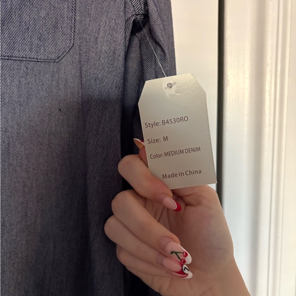 Passport Button-Up Denim Dress Top - Picture 6 of 8